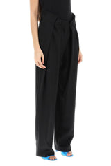 Off-White High Waisted Tailored Trousers In Black Wool Blend - Women - Piano Luigi