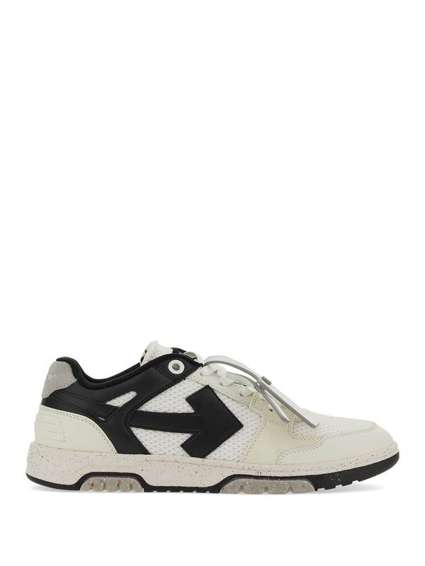 Off-White Out Of Office Slim Sneakers In Leather And White Fabric - Men - Piano Luigi