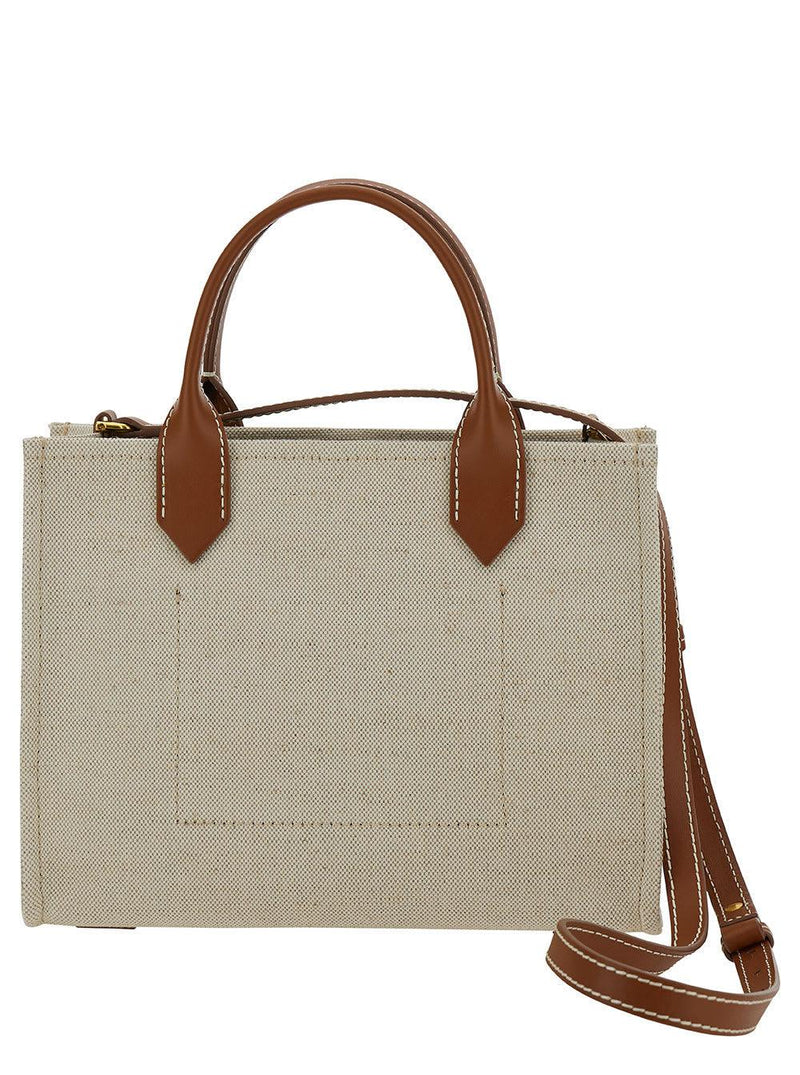 Balmain b-army Mini Beige Tote Bag With Logo Detail In Canvas Woman - Women - Piano Luigi