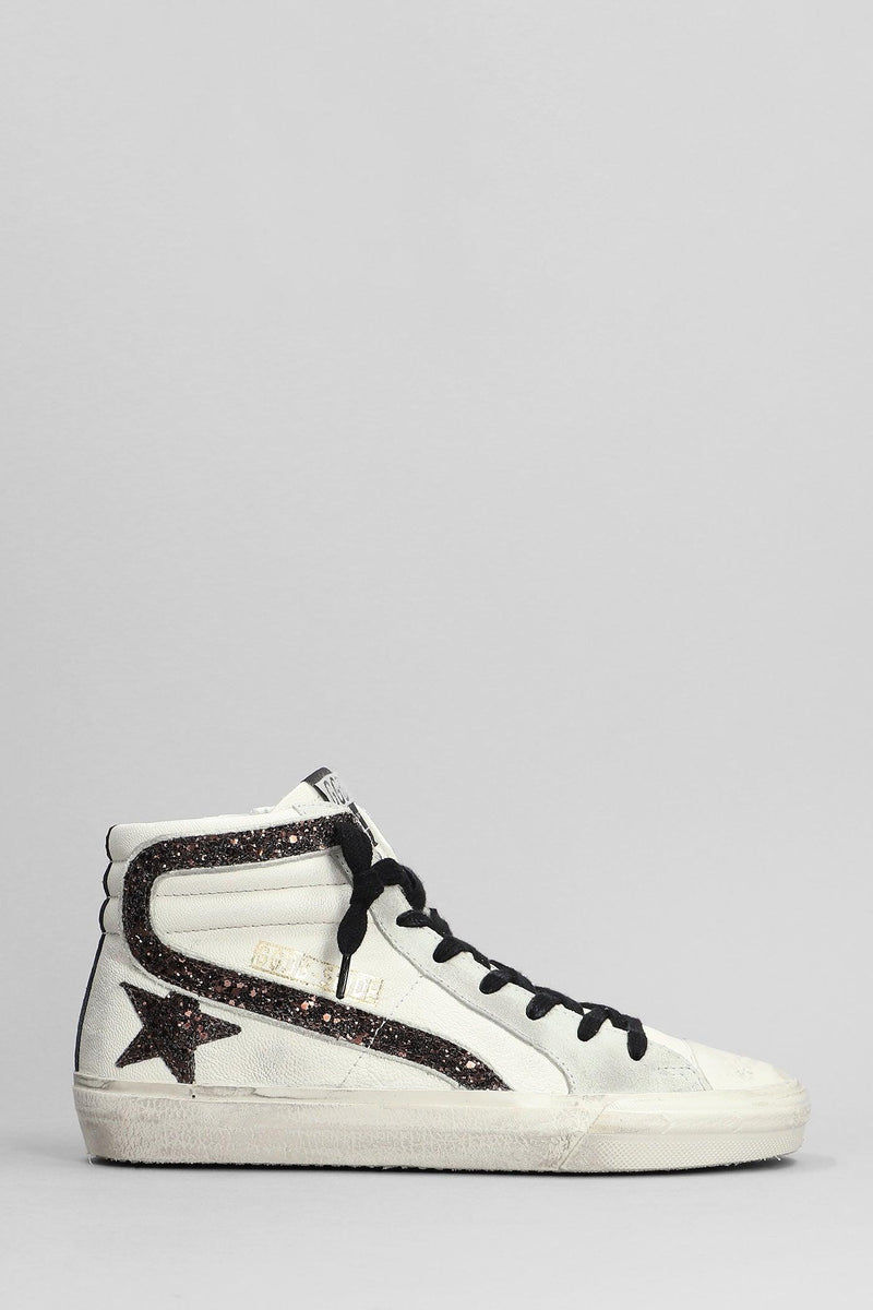 Golden Goose Slide Sneakers In White Leather - Women - Piano Luigi