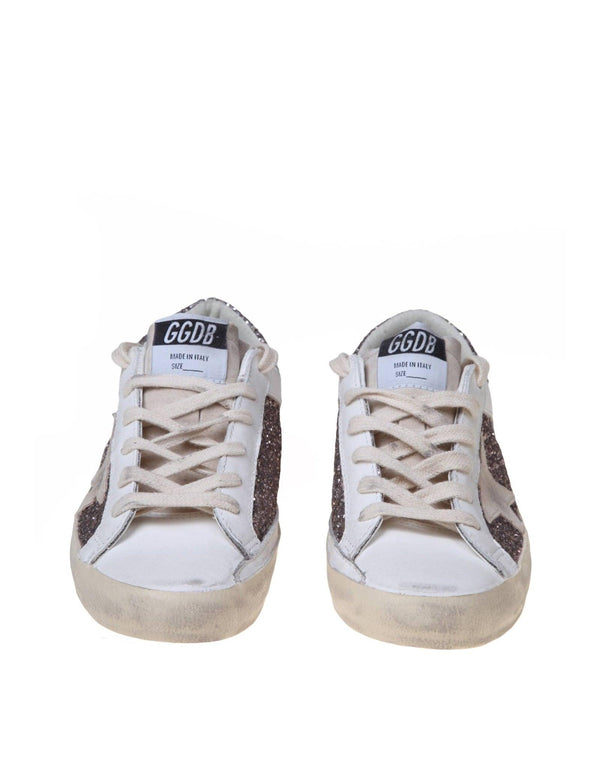 Golden Goose Super-star Leather Sneakers With Glitter - Women - Piano Luigi