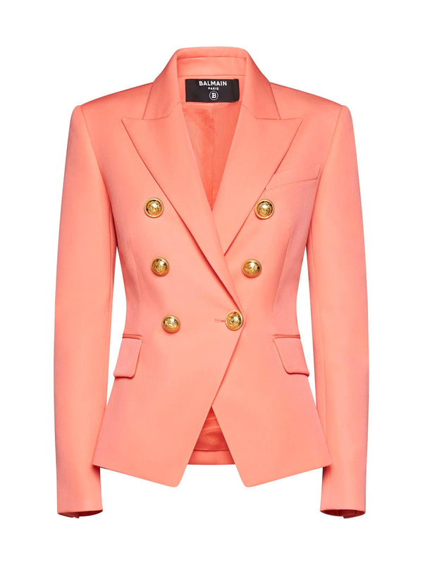 Balmain Double Breast Blazer Jacket With Logo Buttons - Women - Piano Luigi