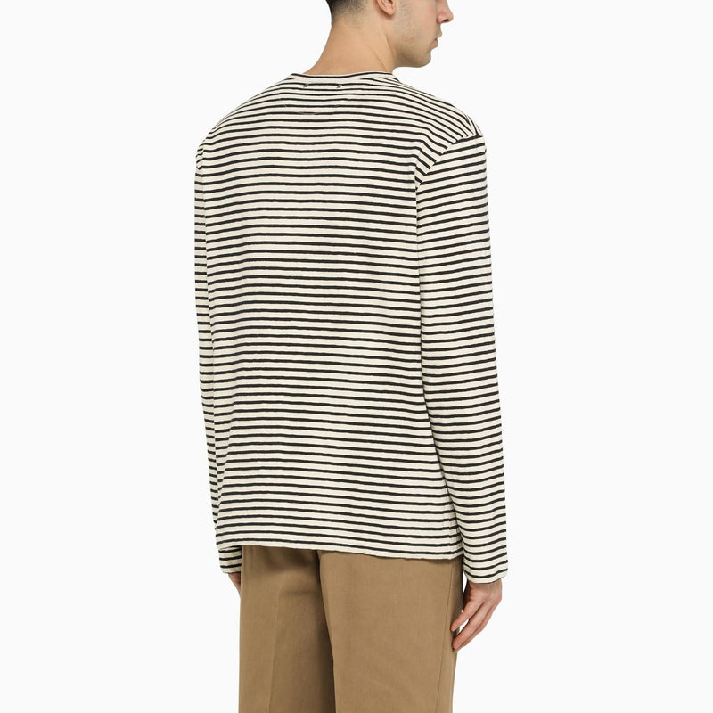 Golden Goose Ivory And Blue Striped T-shirt - Men - Piano Luigi