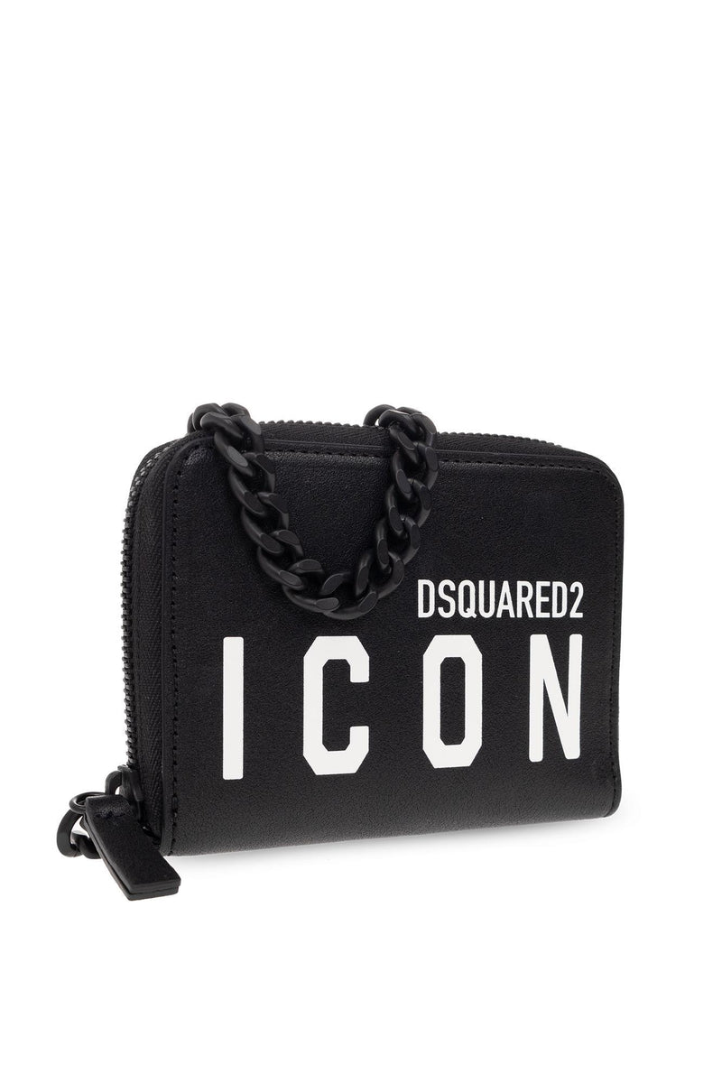 Dsquared2 Be Icon Black Wallet With Chain - Men - Piano Luigi