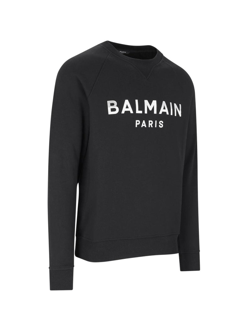 Balmain Black Crewneck Sweatshirt With Logo - Men - Piano Luigi