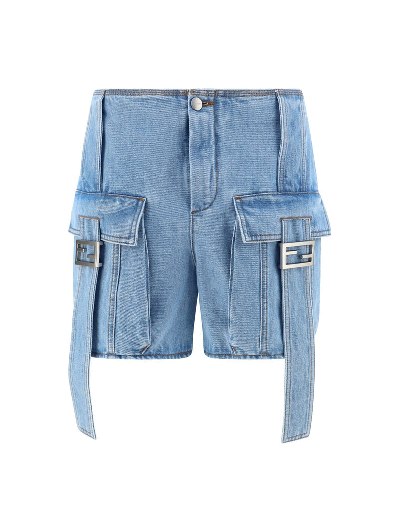 Fendi Denim Baguette Shorts - Women - Piano Luigi