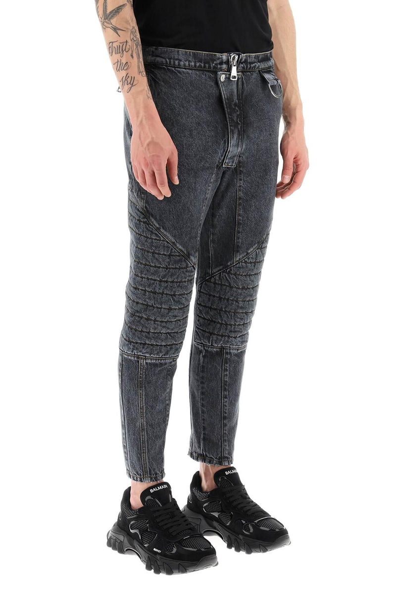 Balmain Jeans With Quilted And Padded Inserts - Men - Piano Luigi