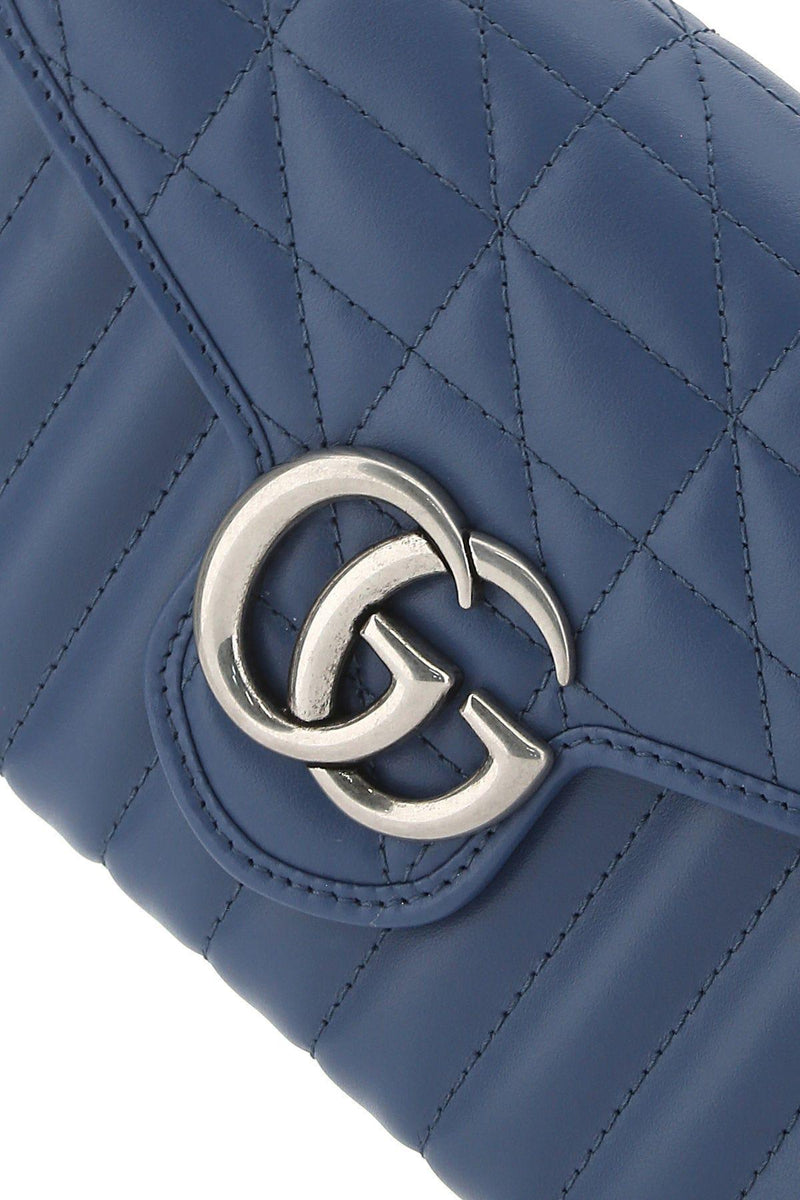 Gucci Blue Leather Gg Marmont Clutch - Women - Piano Luigi