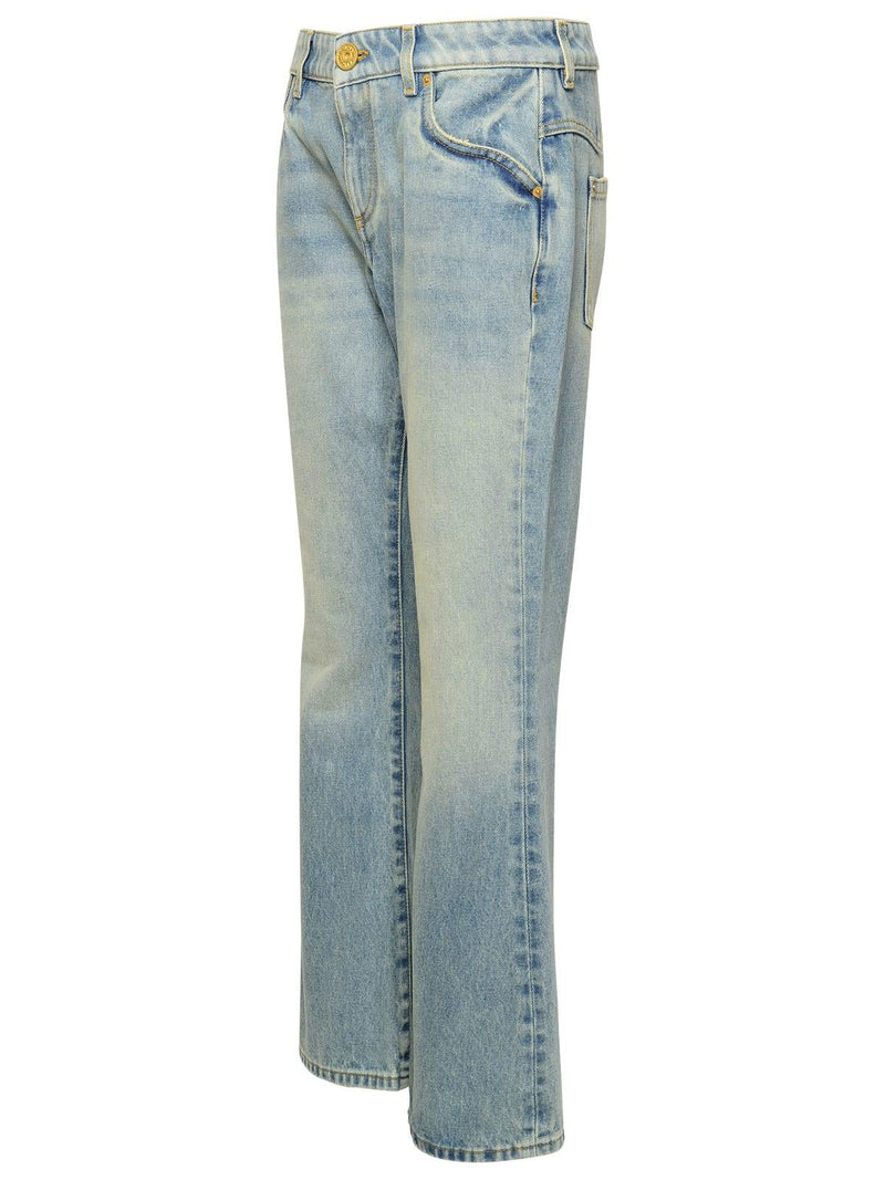 Balmain Blue Cotton Jeans - Women - Piano Luigi