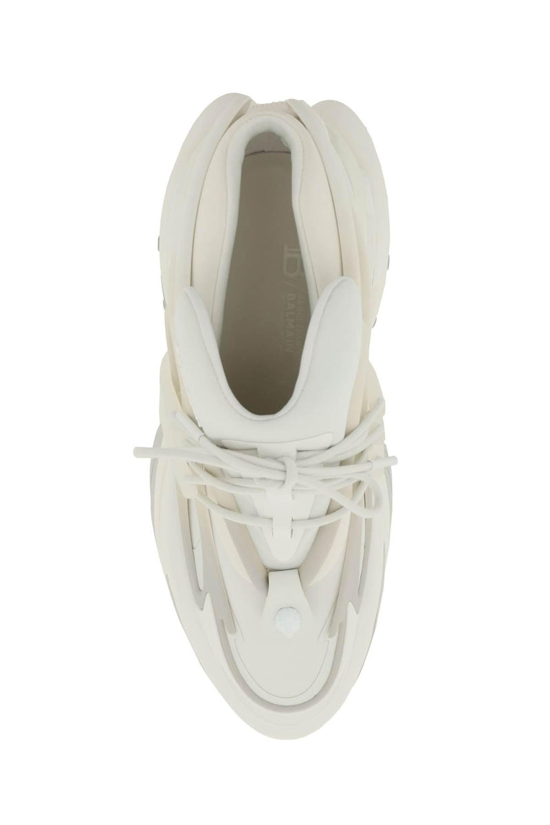 Balmain White Unicorn Sneakers In Leather And Neoprene - Men - Piano Luigi