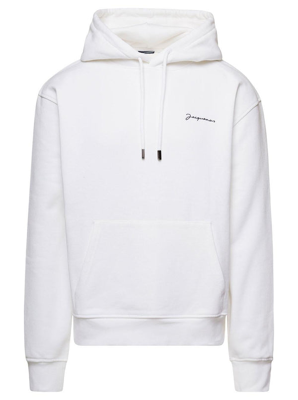 Jacquemus White Hoodie With Contrasting Logo Embroidery In Cotton Woman - Women - Piano Luigi