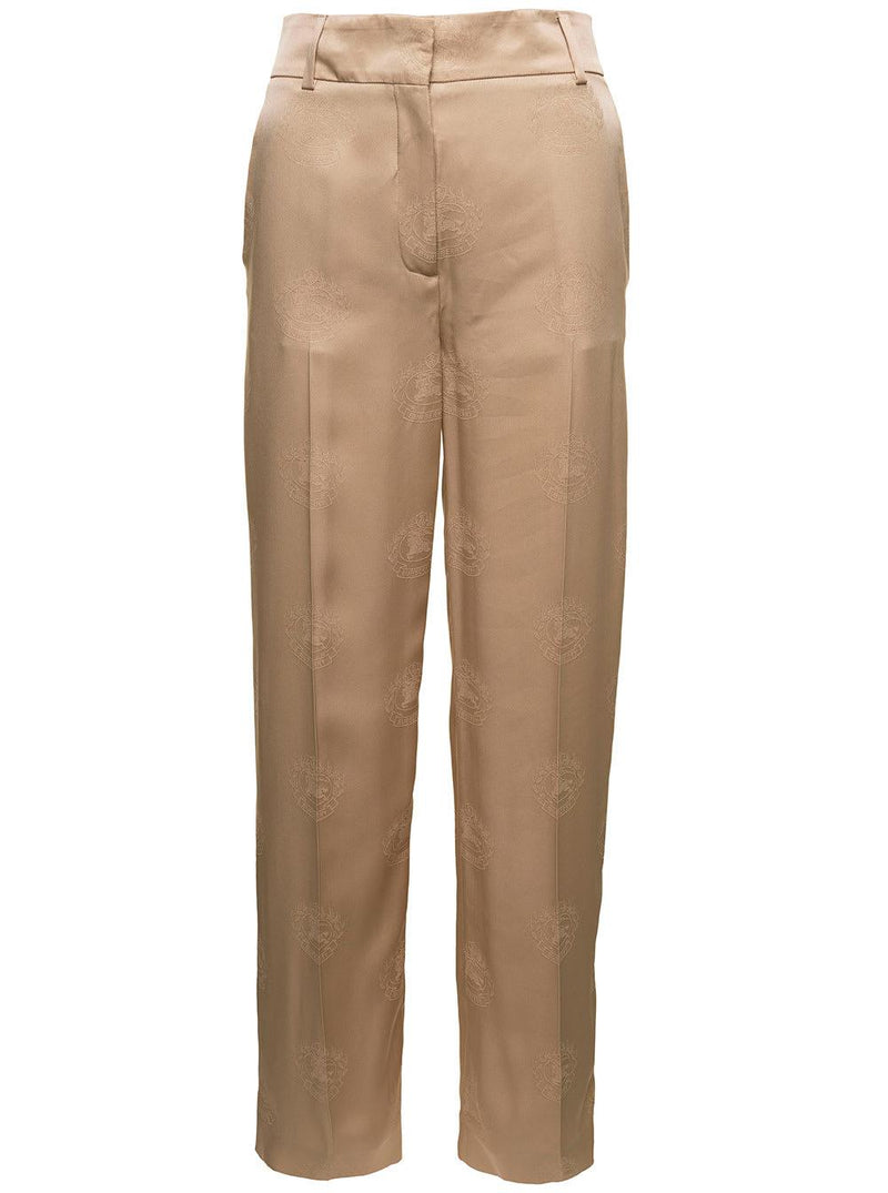 Burberry jane Beige High-waisted Relaxed Pants In Silk Woman - Women - Piano Luigi