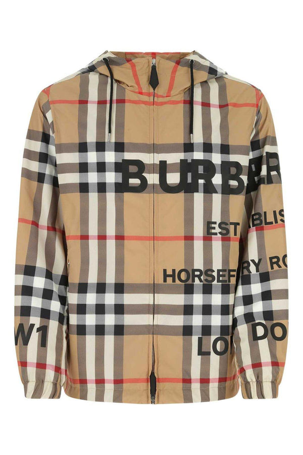 Burberry Checked Logo Print Hooded Jacket - Men - Piano Luigi