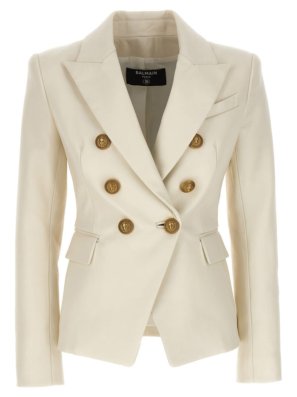 Balmain Double-breasted Leather Blazer - Women - Piano Luigi