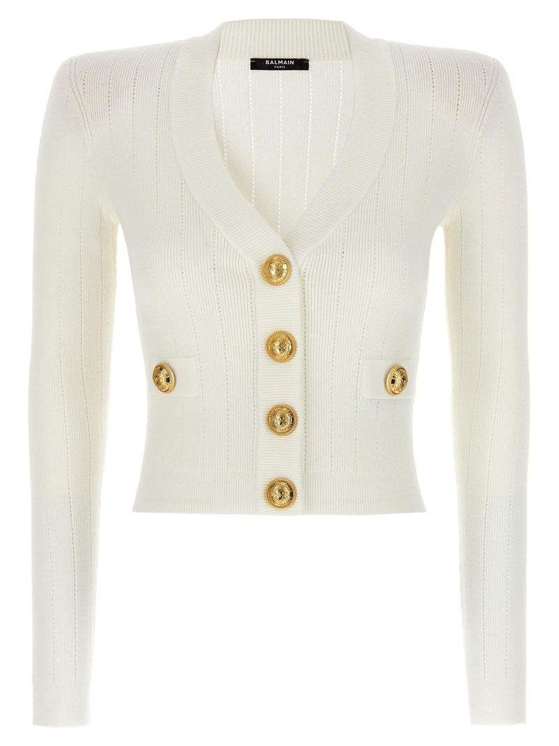 Balmain Logo Buttons Cardigan - Women - Piano Luigi