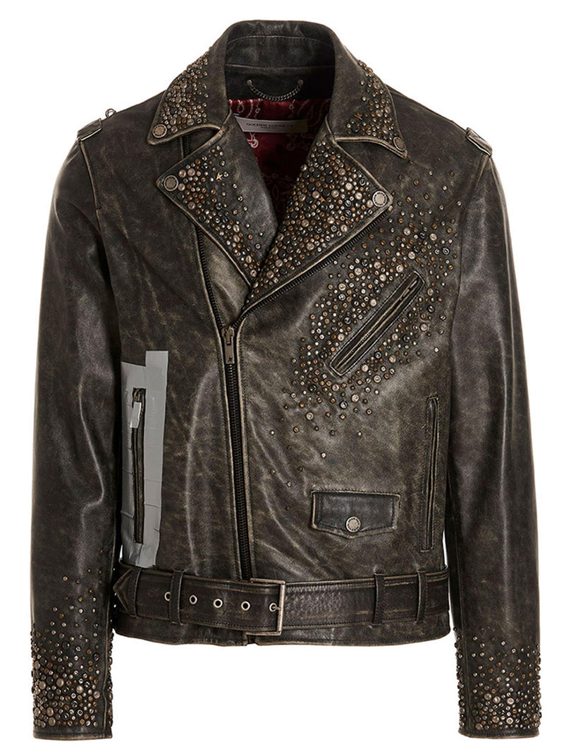 Golden Goose Distressed Leather Biker Jacket - Men - Piano Luigi