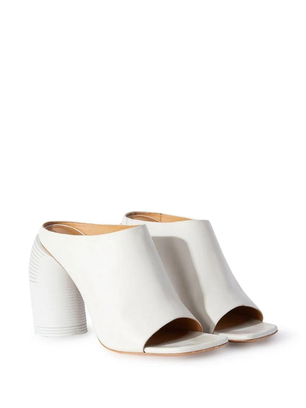 Off-white Leather Mules With Spring Heel - Women