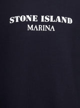 Stone Island Black Crewneck Sweatshirt With Contrasting Logo Print In Cotton Man - Men - Piano Luigi