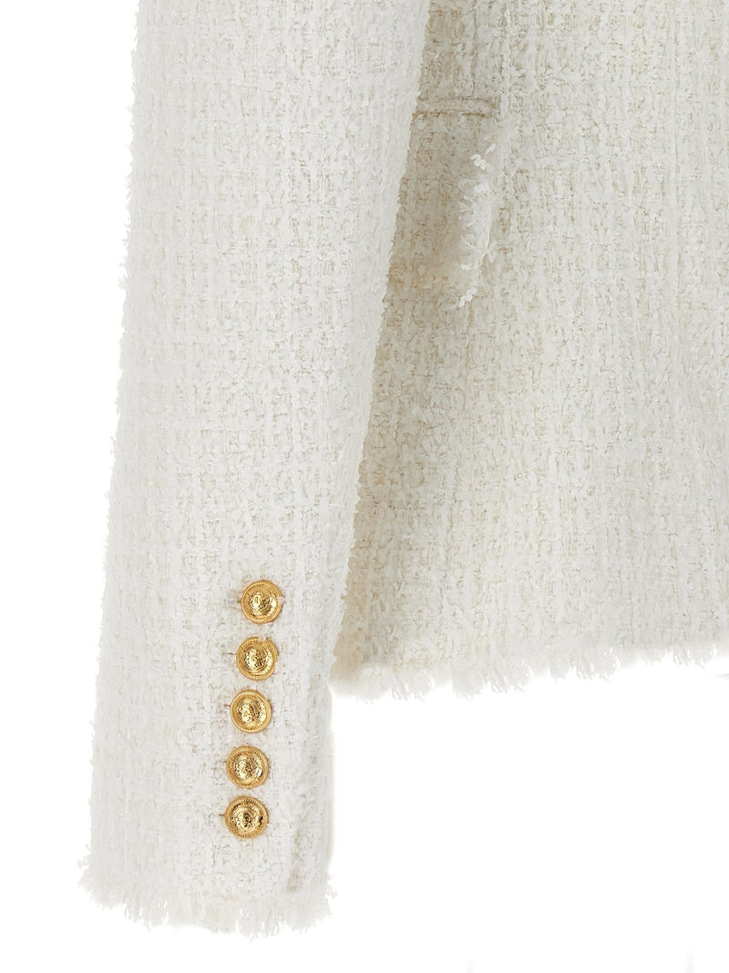 Balmain 6 Buttons Jacket In White Tweed - Women - Piano Luigi