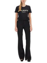 Balmain Logo Printed Crewneck T-shirt - Women - Piano Luigi