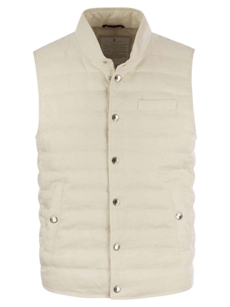 Brunello Cucinelli Linen Sleeveless Down Jacket - Men - Piano Luigi