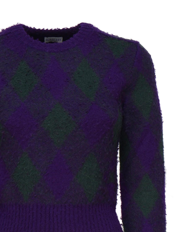 Burberry Cropped Sweater In Argyle Wool - Women - Piano Luigi