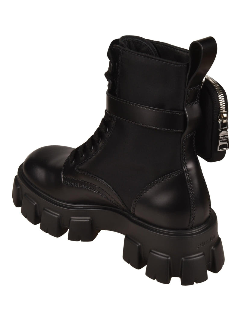Prada Strapped Pouch Combat Boots - Men