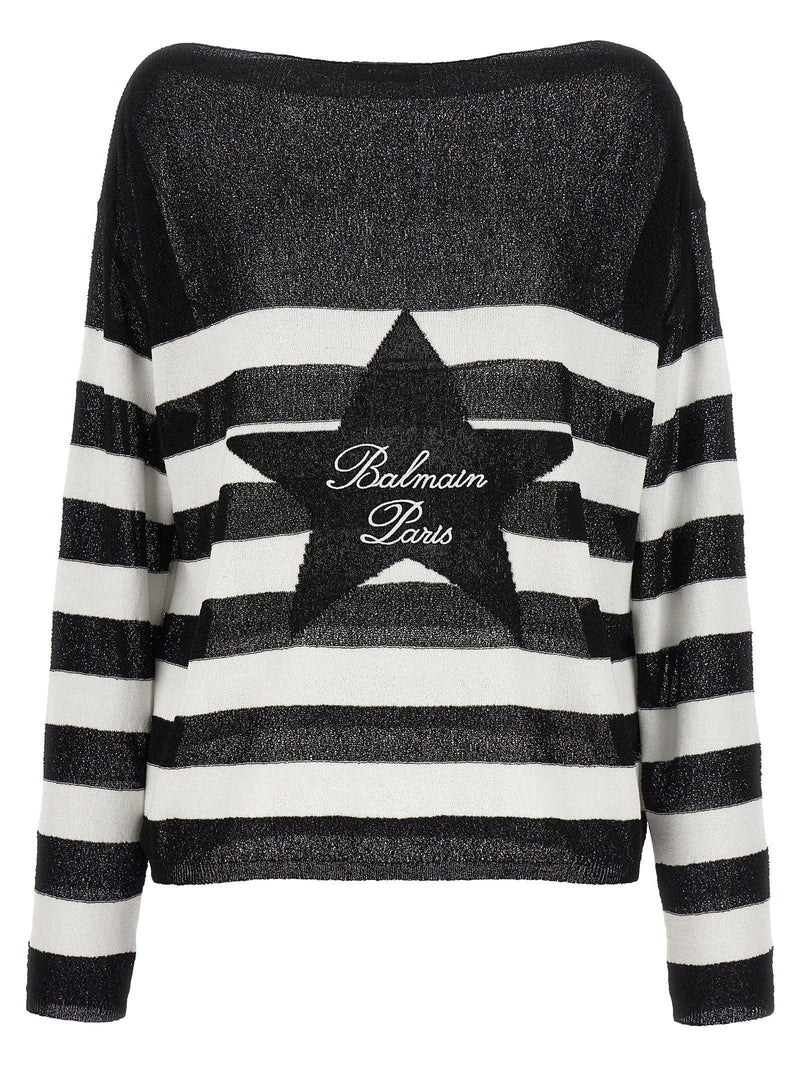 Balmain Logo Embroidery Striped Sweater - Women - Piano Luigi