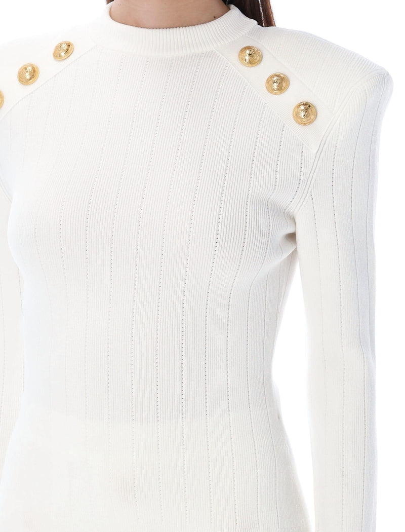 Balmain Knit Sweater With Gold-tone Buttons - Women - Piano Luigi