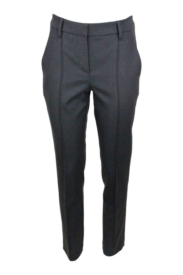 Brunello Cucinelli Stretch Cotton Drill Trousers With Monili On The Back Loop - Women - Piano Luigi