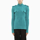 Bottega Veneta Petrol Green Ribbed Turtle Neck Sweater - Men - Piano Luigi