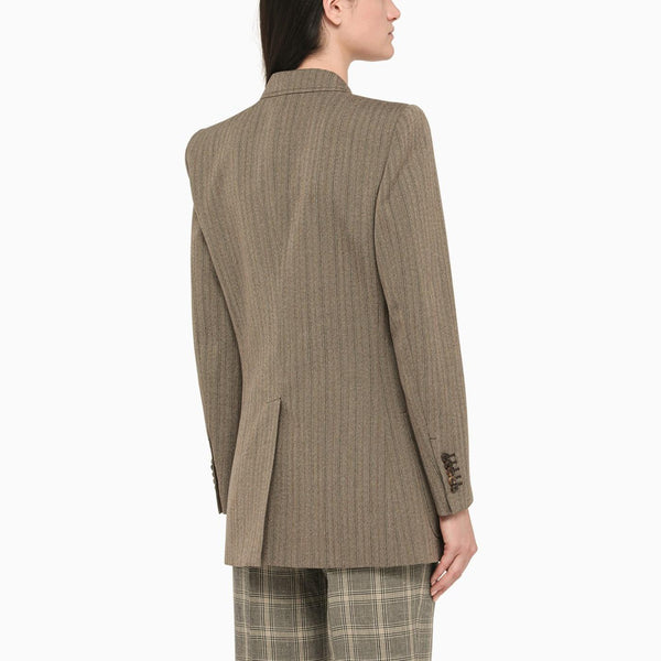 Gucci Brown Wool Double-breasted Jacket - Women - Piano Luigi