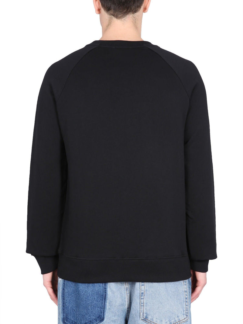 Balmain Black Crewneck Sweatshirt With 3d Effect Logo Print In Organic Cotton Man - Men - Piano Luigi