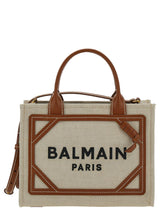 Balmain b-army Mini Beige Tote Bag With Logo Detail In Canvas Woman - Women - Piano Luigi