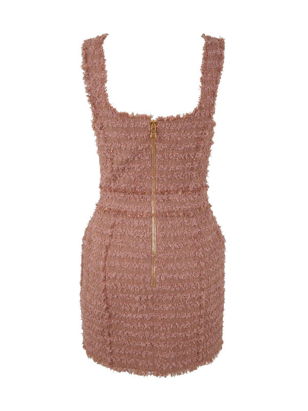 Balmain Sleeveless Tweed Buttoned Mini Dress - Women - Piano Luigi