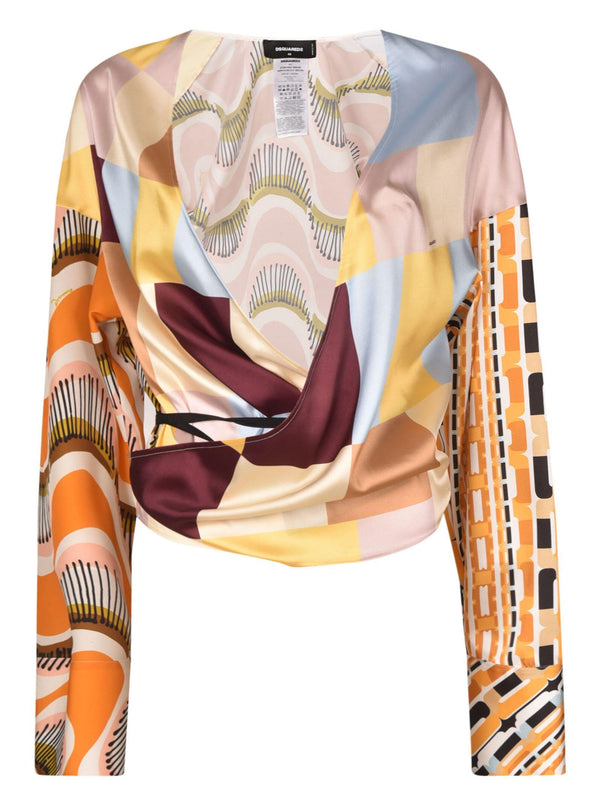 Dsquared2 Abstract Wrap Blouse - Women - Piano Luigi