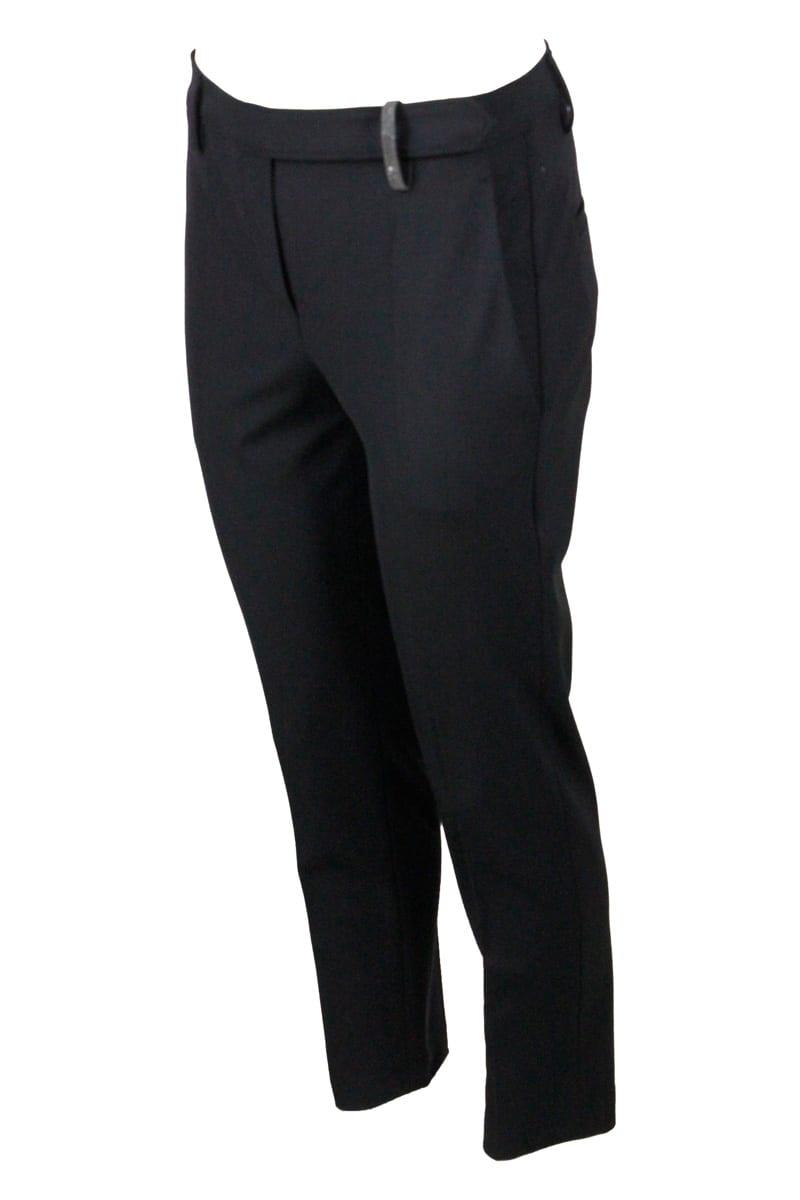 Brunello Cucinelli Stretch Cool Wool Trousers With Cigarette Cut - Women - Piano Luigi