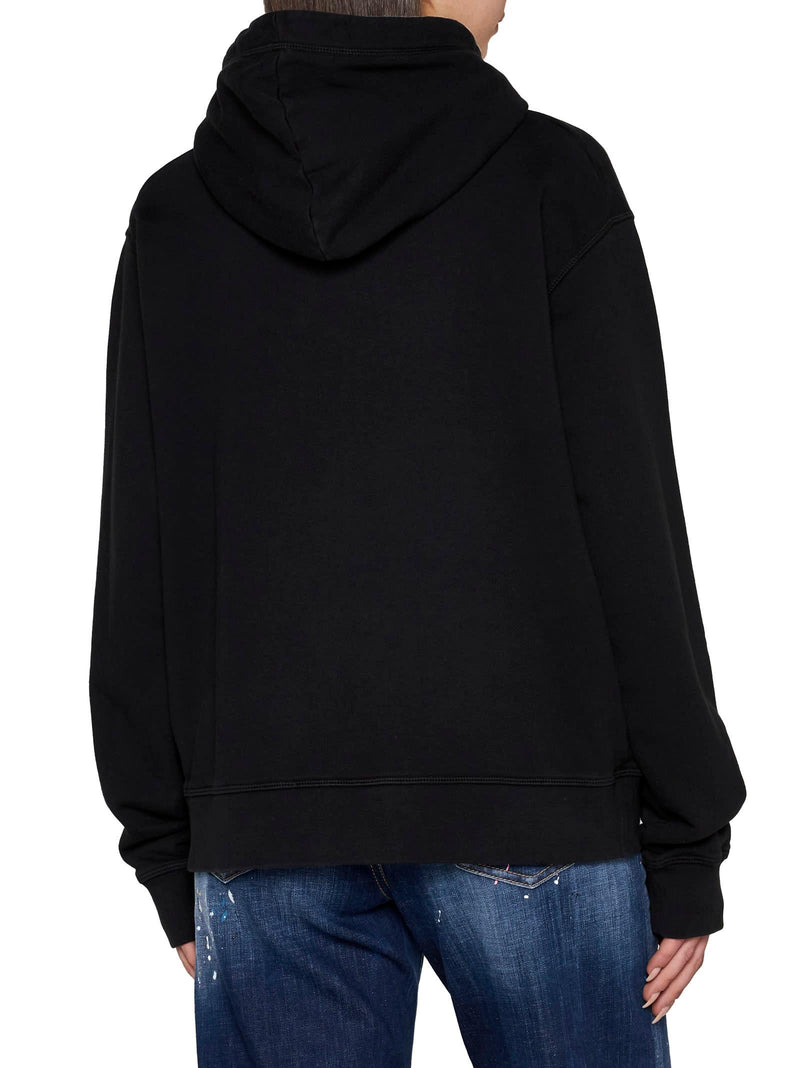 Dsquared2 Black Cotton Hoodie - Women - Piano Luigi