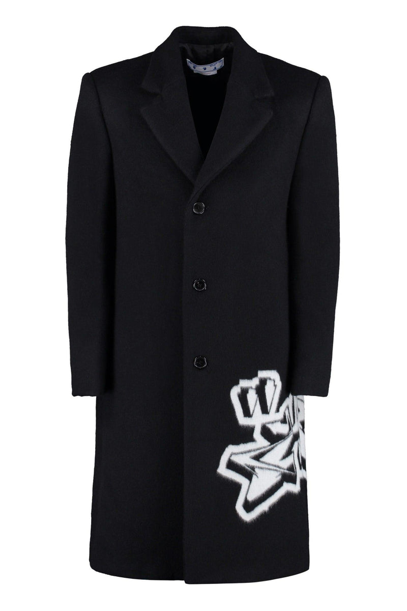 Off-White Intarsia-graffiti Coat - Men - Piano Luigi