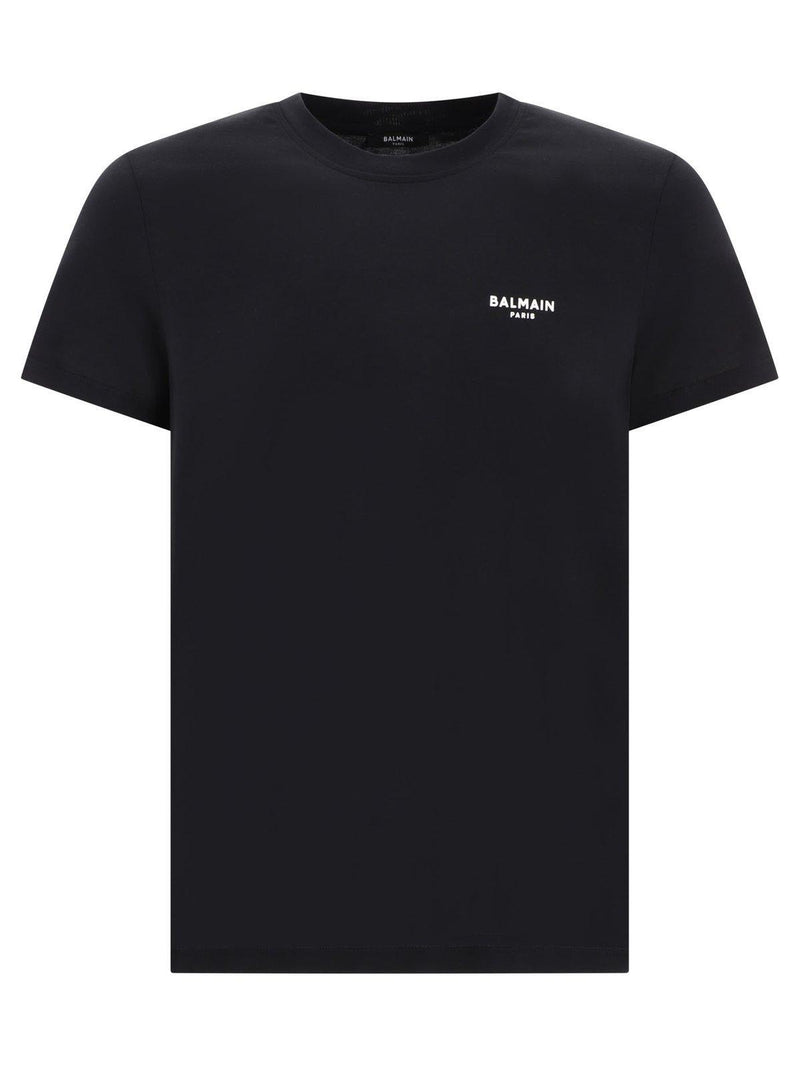 Balmain Logo Flocked Crewneck T-shirt - Men - Piano Luigi