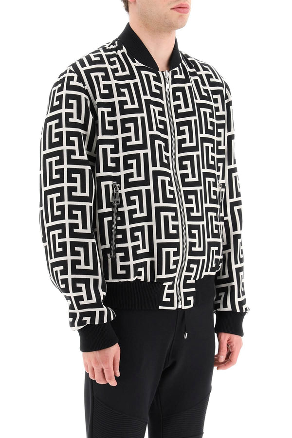 Balmain Rib Trim All-over Logo Bomber - Men - Piano Luigi