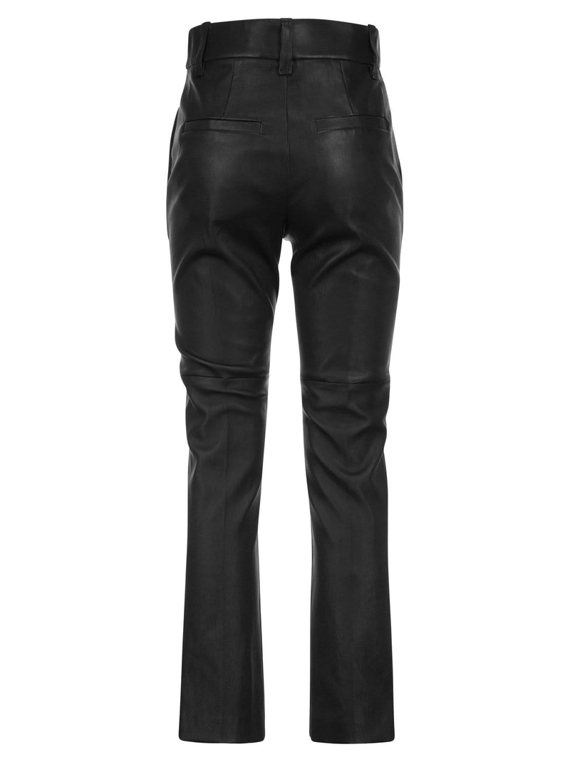 Brunello Cucinelli Stretch Nappa Leather Cigarette Trousers - Women - Piano Luigi