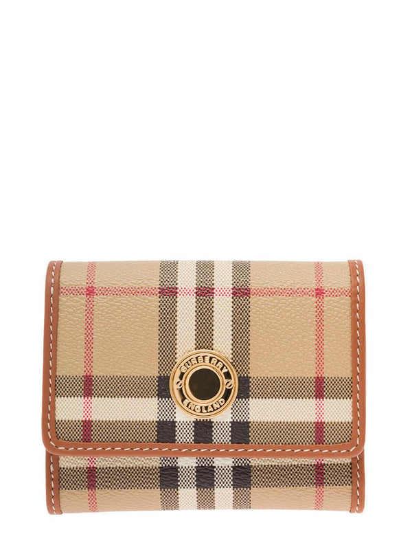 Small Folding Wallet With Burberry Checkered Motif In Leather Woman - Women - Piano Luigi