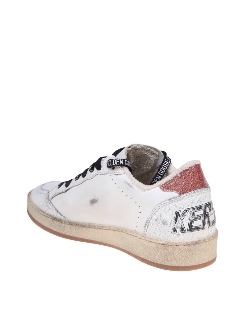 Golden Goose Ballstar White Leather Sneakers With Glitter Star - Women - Piano Luigi