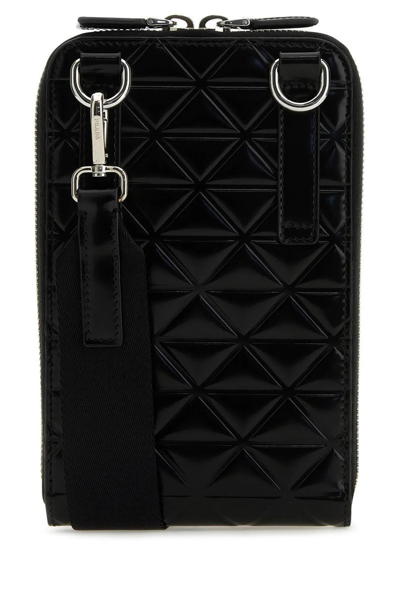 Prada Black Leather Phone Case - Men - Piano Luigi