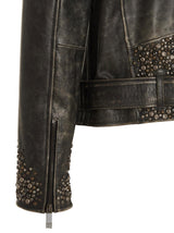 Golden Goose Distressed Leather Biker Jacket - Men - Piano Luigi