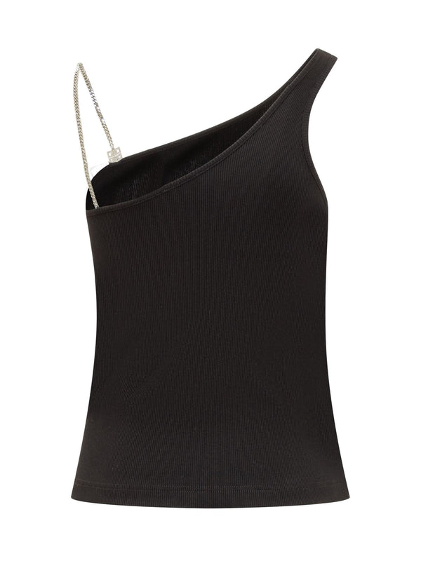 Givenchy Asymmetrical Cotton Top With Chain - Women - Piano Luigi