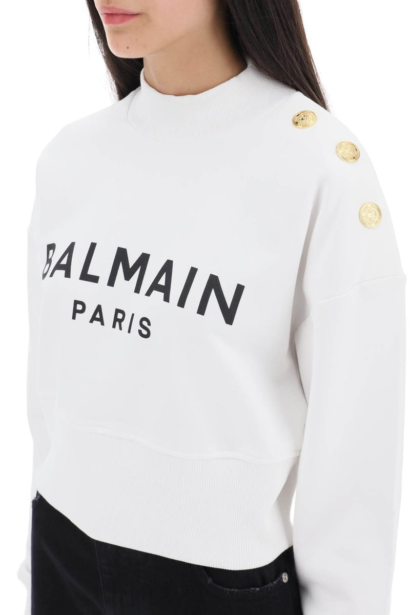 Balmain Logo Cropped Sweatshirt - Women - Piano Luigi