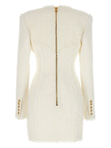 Balmain Logo Button Tweed Dress - Women - Piano Luigi