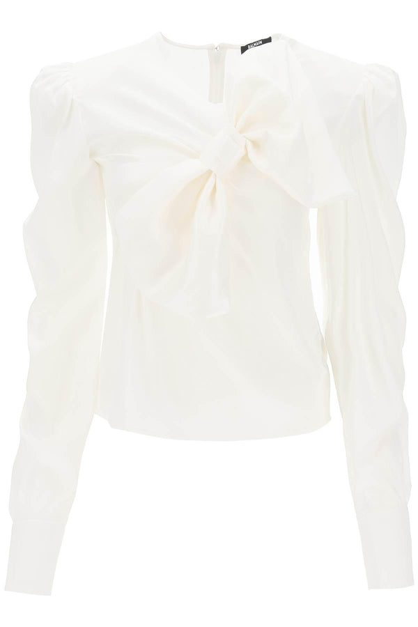 Balmain Satin Blouse With Maxi Bow - Women - Piano Luigi